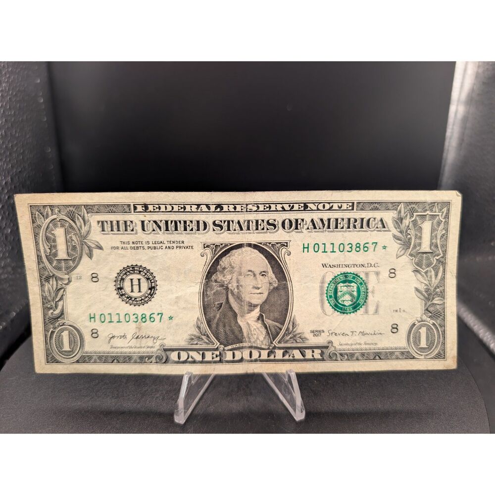 2017 $1 One Dollar Bill Star Note St. Louis Federal Reserve Star Serial Note